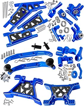 Upgrades Part for 1/10 Slash 4x4/Slash 4x4 VXL,Alloy Suspension Arm,Shock Absorber,Caster Block,Steering Blocks,Stub Axle Carriers,Steering Bellcranks,Body Mounts,Navy Blue