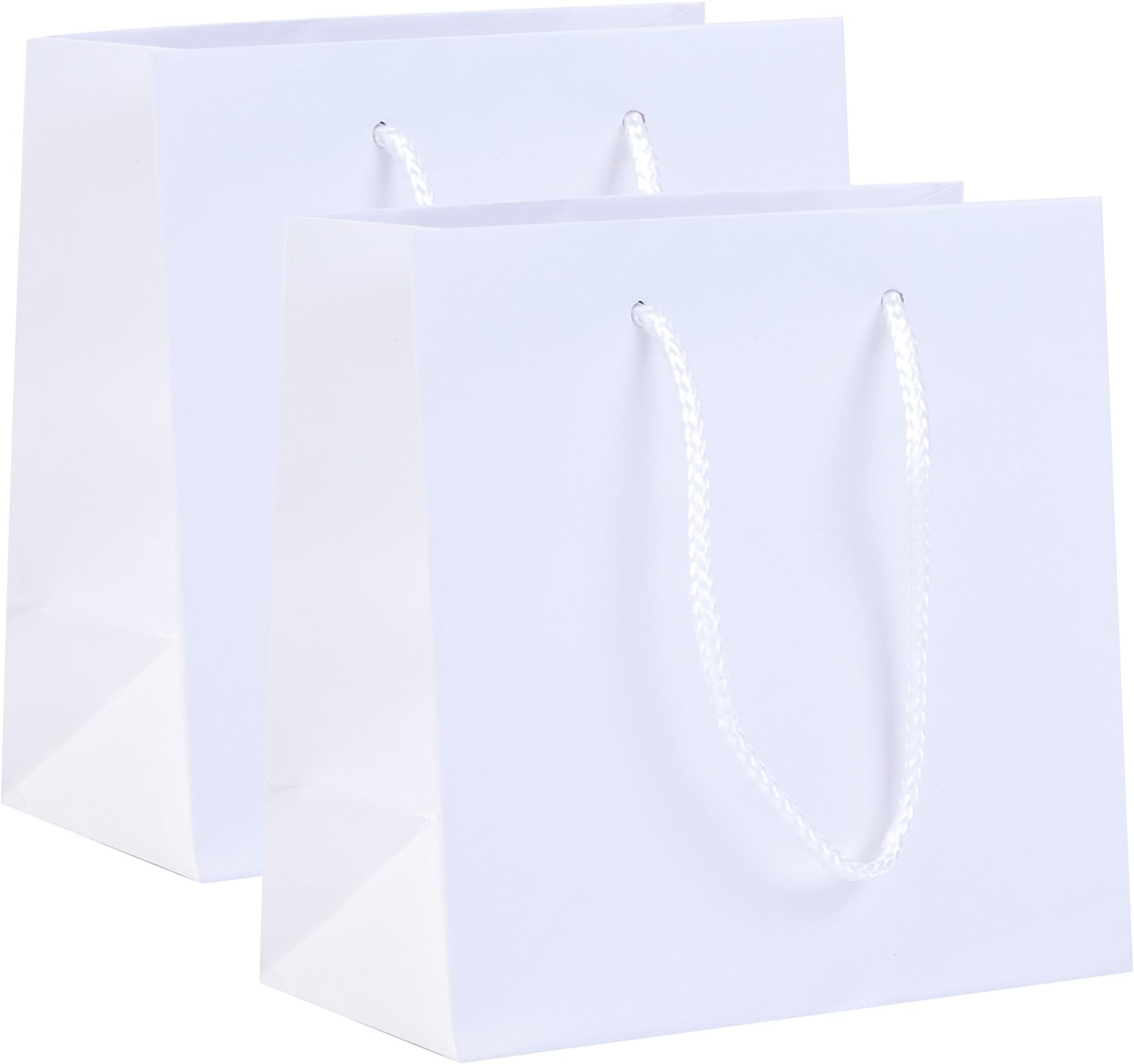 Incredible Packaging - 6.5" x 3.5" x 6.5" Mini Retail Euro Tote Shopping Bags - Heavy Duty 157 GSM - Original Style Paper - Perfect for Merchandise, Retail, Party, Gift Bags. (White Gloss, 10 Bags)