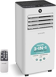 SereneLife Portable Air Conditioner 7000 BTU – WiFi Air Conditioning Unit with Dehumidifier & Fan, Quiet Energy Efficient …