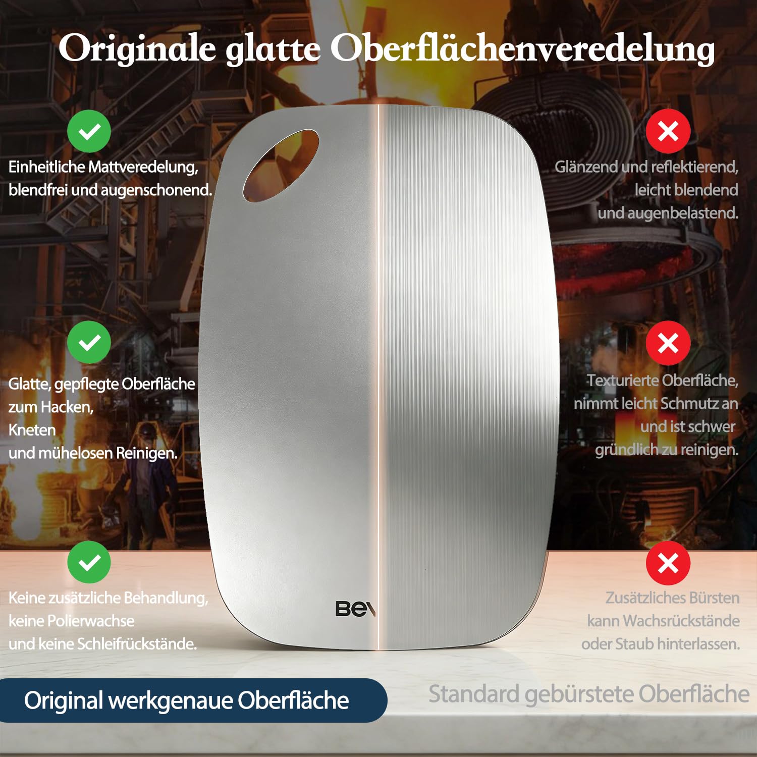 99,85% Reintitan Schneidebrett 38,1 × 27,9 cm, BPA-frei | Doppelseitig verwendbar, Spülmaschinenfest, Leicht zu reinigen, Geruchsneutral, Rostfrei