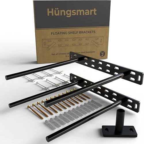 Miniatura 81 de Soporte de estante flotante resistente de 4 x 22 pulgadas - Soporte de estantes de pared largos, accesorios de estante flotante ocultos, soportes