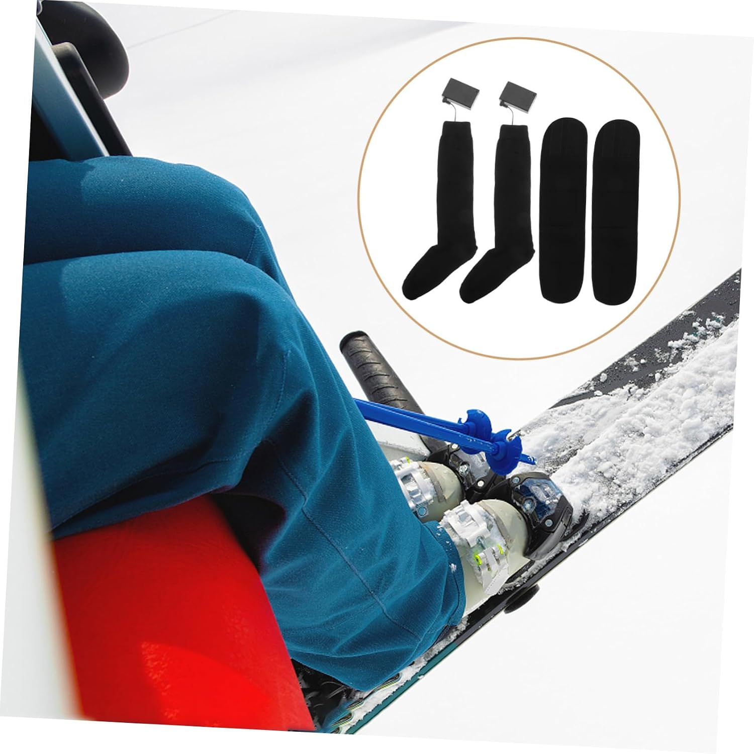 Sosoport 1pair Unisex USB Heated Socks for Winter Outdoor Activities Temperature Control Instant Heating Soft and Comfortable Foot Warmers for Camping Hiking Fishing