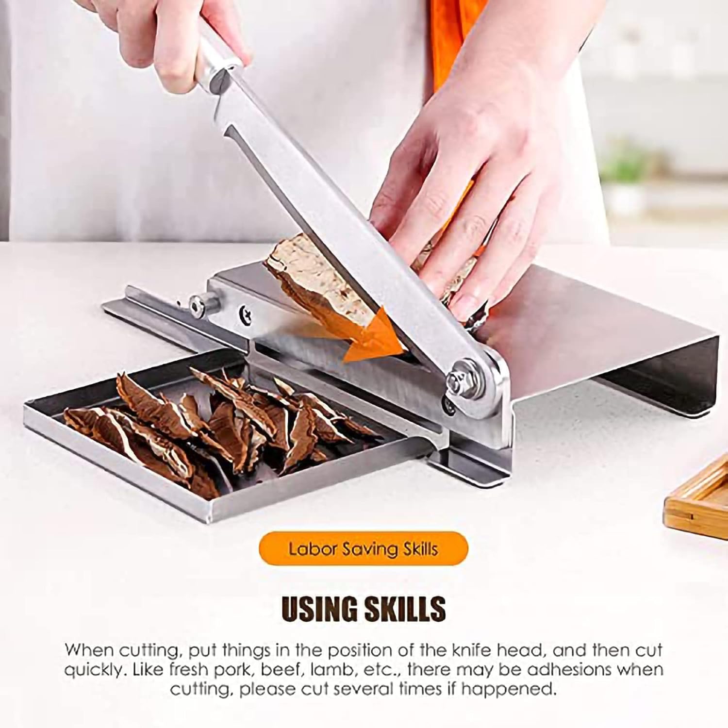 Stainless Steel Guillotine Commercial Chicken Duck Fish Slicer, Beef Frozen Small Cutter, Manual Meat Slicer Meat Bone Cutter Machine for Meat/Frozen/Fish/Steak