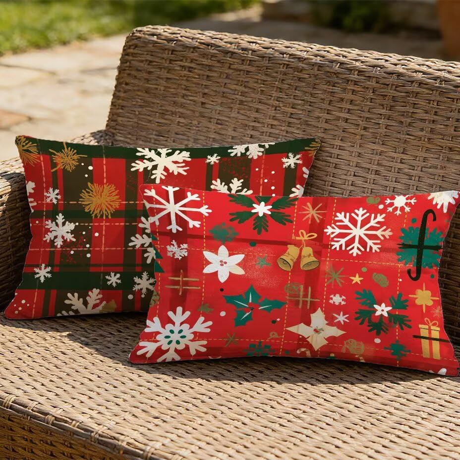 Housse de coussin de jardin 40x80 extérieur imperméable anti-UV texture lin rouge