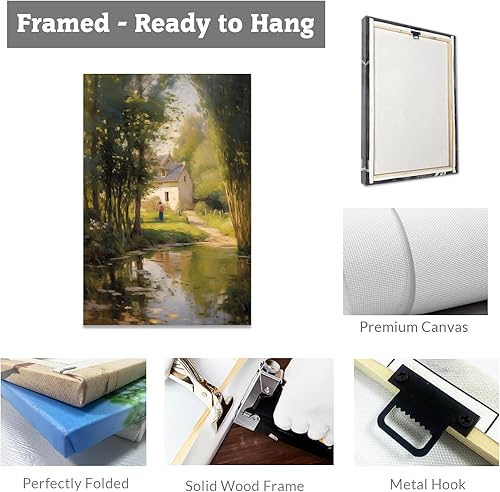 Miniatura 6 de CCWACPP Arte de pared de paisaje rural, pintura de naturaleza verde, lienzo, paisaje, obras de arte, impresión de casa de campo, decoración de