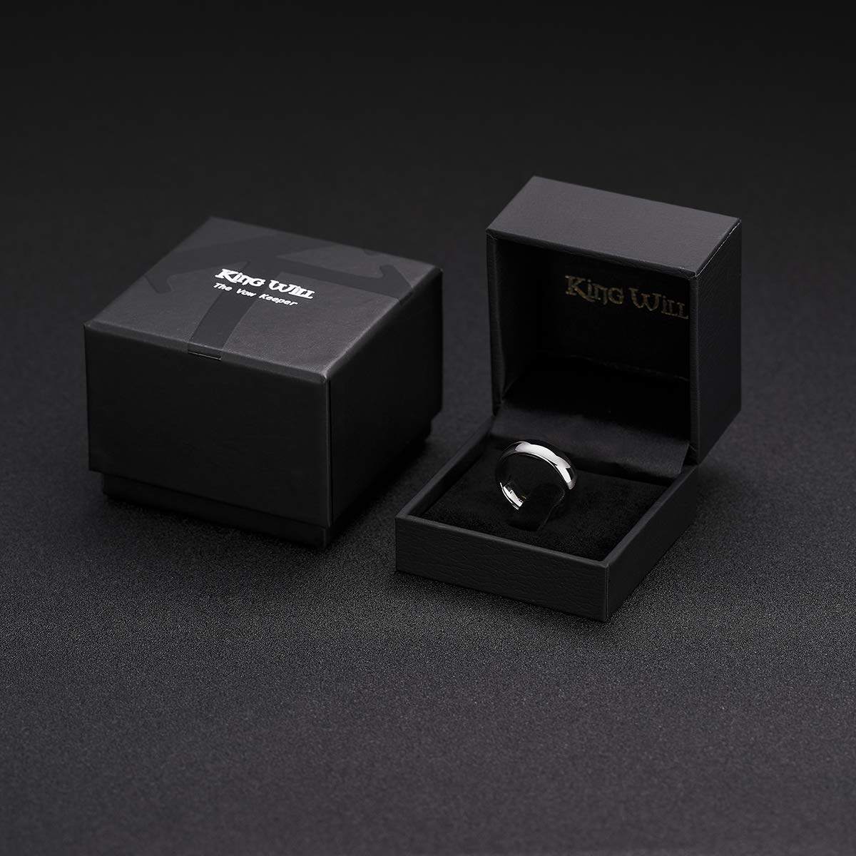 King Will Herrenring Wolframkarbid Silber Schwarz Gunmetal 2mm 4mm 6mm 8mm gewölbt hochglanzpoliert