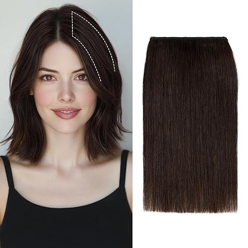 Miniatura 8 de S-noilite Extensiones de cabello corto con pinzas, cabello humano 100% real, 2 piezas, 2 clips, extensiones con cabello delgado, añade volumen de