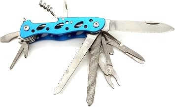 Valkyrie Multi-Purpose Swedish Outdoor Camping Army Knife 111mm Large Size - Stainless Steel blue