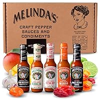 Vista 1 de Melinda’s Hot Sauce Variety Pack - Extra Spicy Gourmet Hot Sauce Gift Set with Variety of Heat Levels - Includes XXXXtra Reserve, Garlic Habanero