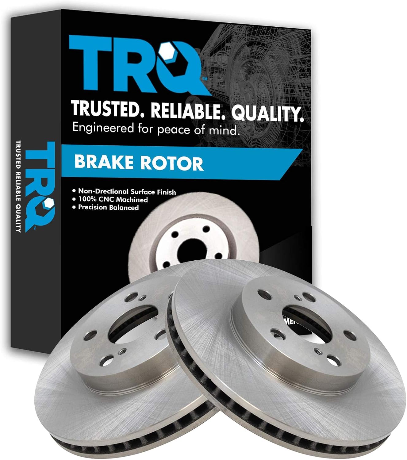 TRQ Front Brake Rotors Set Vented Compatible with 2011-2017 Lexus CT200h 2010-2015 Toyota Prius 2012-2015 Prius Plug-In
