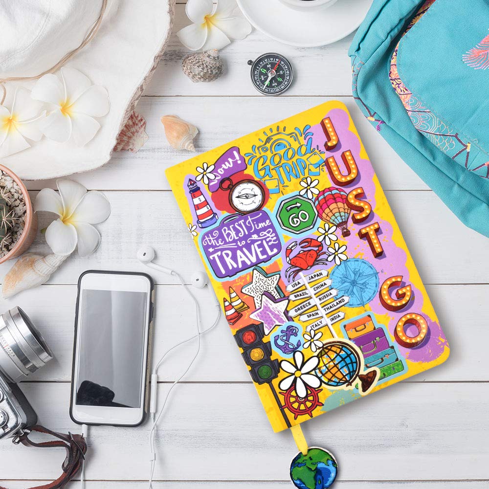 DOODLE Hard Bound A5 Travel Diary with Bookmark Dangler I 80 GSM I 160 Ruled Pages I Foam Padded (Good Trip)