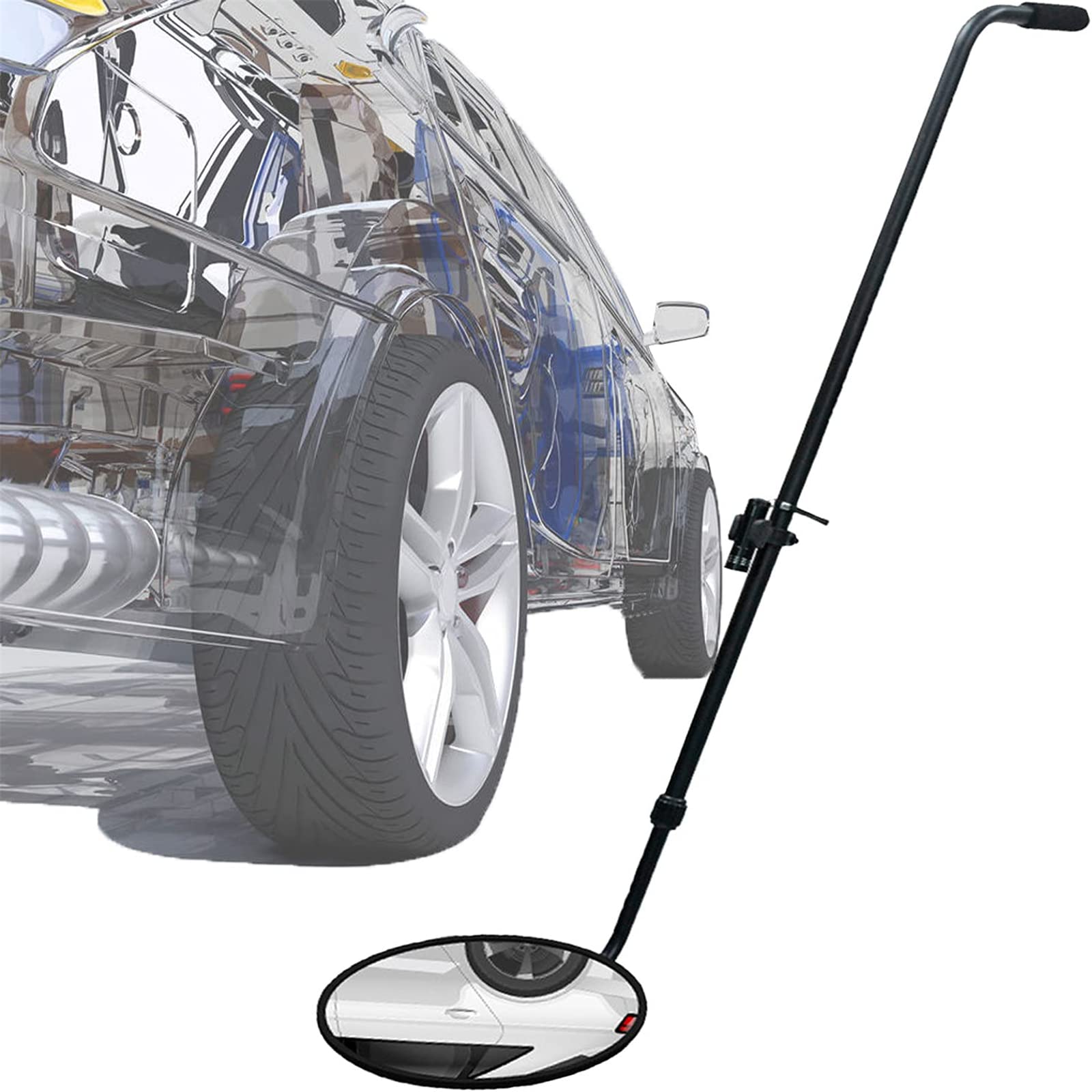 CWCQGH Under Vehicle Inspection Mirror, 2X Telescopic Convex Mirror with LED Light and Universal Wheels, Vehicle Inspection Reflector