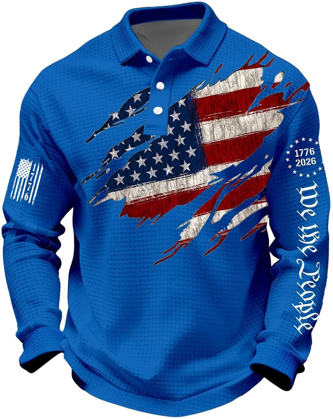 Ymosrh Men's USA Flag Print Polo Shirt American Years Independence Day 1776-2026 Golf Collar Shirt, S-5XL