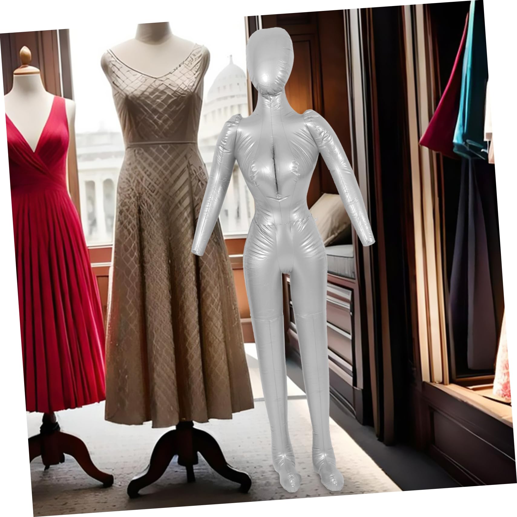 Maniquí de Exhibición de Ropa Inflable de PVC Plata