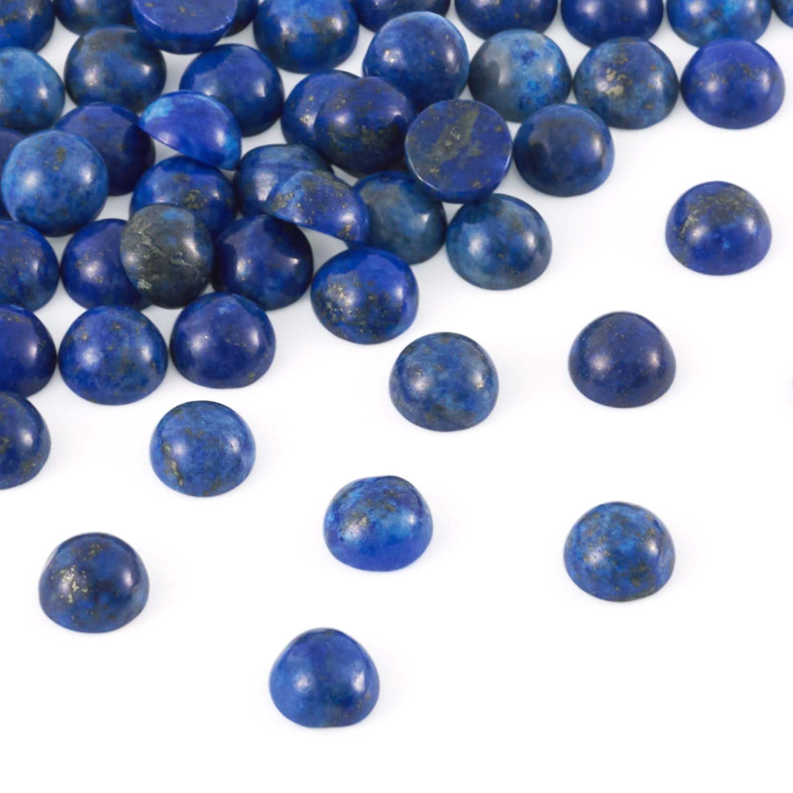 Craftdady 50PCS Flat Round Cabochon 8mm Natural Lapis Lazuli Chakra Healing Crystal Half Round Dome Cabs Flat Back Covers For Jewellery Making — image 1