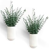 Ninehaoou 2 Pcs 5.9 Inch White Ceramic Wall Planter Modern Home Hanging Vase for Living Room Bedroom Bathroom Minimalist Indoor Ceramic Hanging Flower Vase for Dried Flowers Faux Greenery Plants