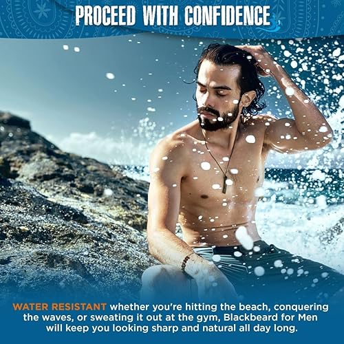 Vista 7 de Blackbeard para hombres Color de barba instantáneo – Barba, bigote, cejas y patillas todo el día – Tinte hipoalergénico temporal para barba, Marrón