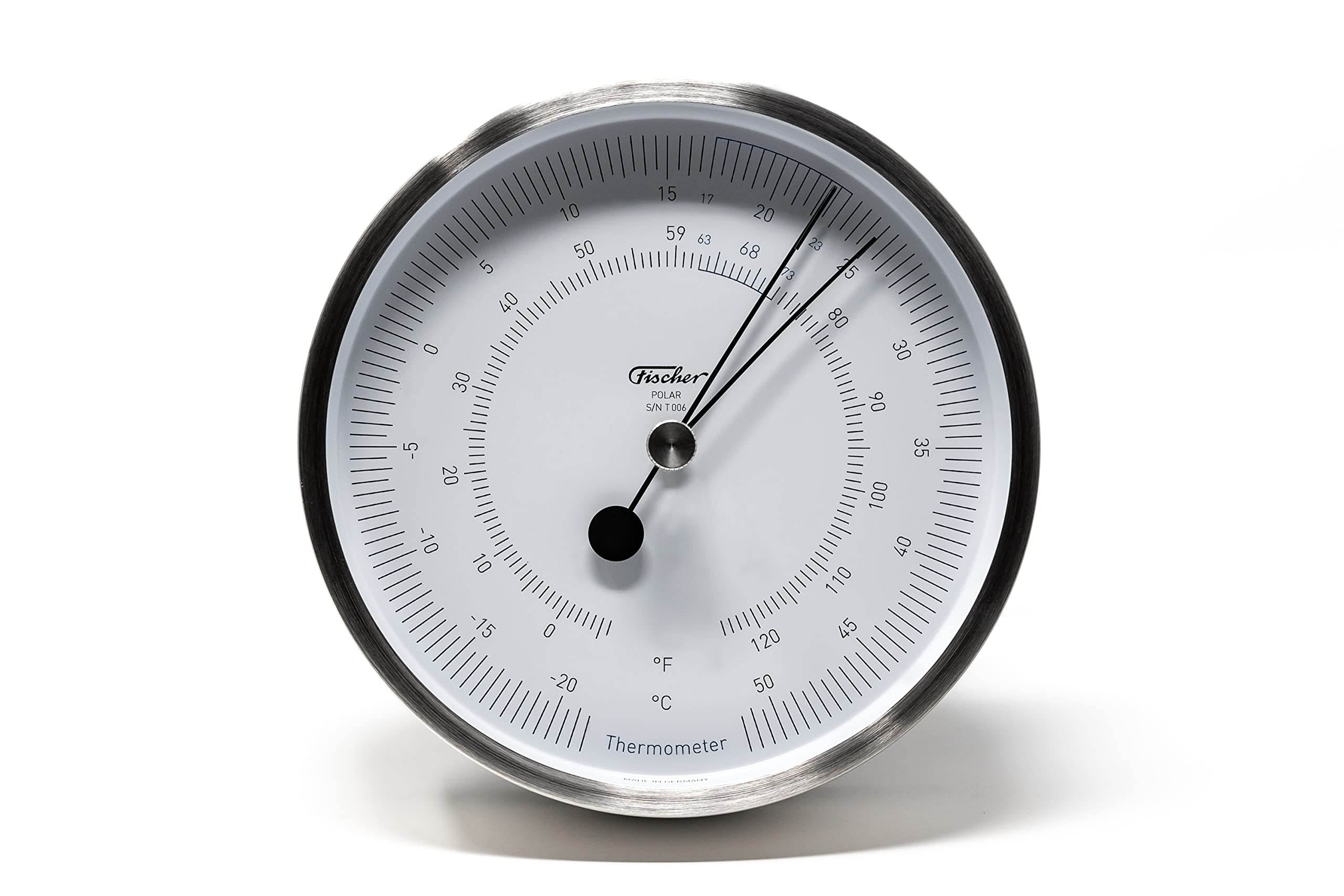 Fischer 1608T-01 - Termómetro polar, Celsius y Fahrenheit, acero inoxidable | Termómetro bimetálico, 133 mm de diámetro, fabricado en Alemania