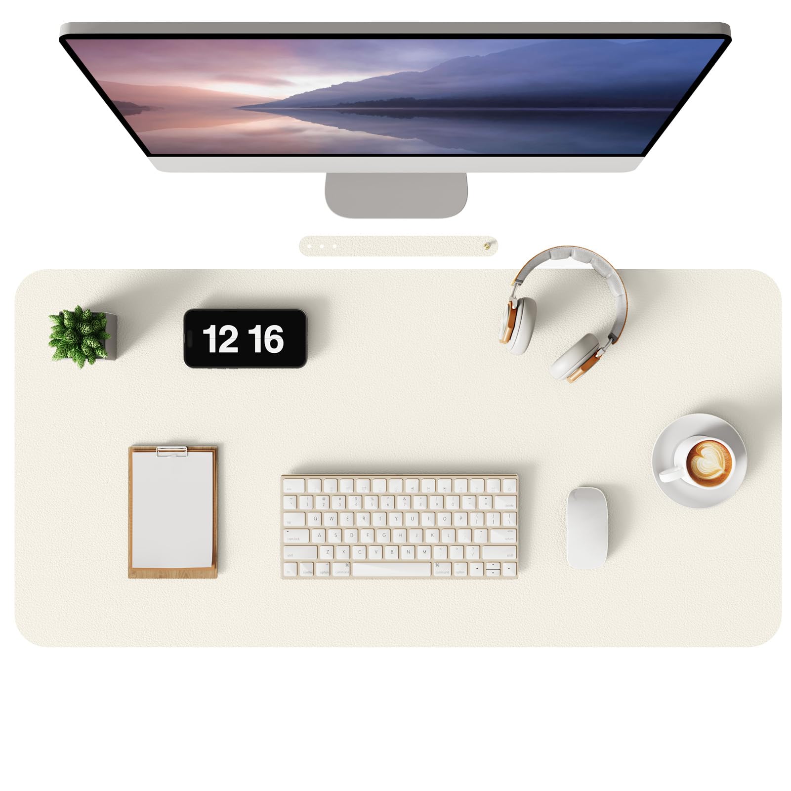 MOLMO Non-Slip Desk Mat, Waterproof Desk Pad Table Protector, Easy Clean Laptop Mat Large Mouse Pad Leather Writing Mat with Suede for Office/Home/Decor (Cream, 60 x 35 cm) — image 1