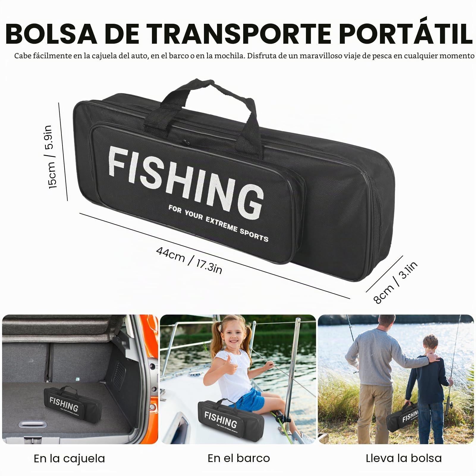 Juego completo de caña de pescar, caña de pescar telescópica de 1,8 m, con caña de pescar, carrete combinado, accesorios de pesca, bolsa de transporte, varilla de pesca para principiantes para agua