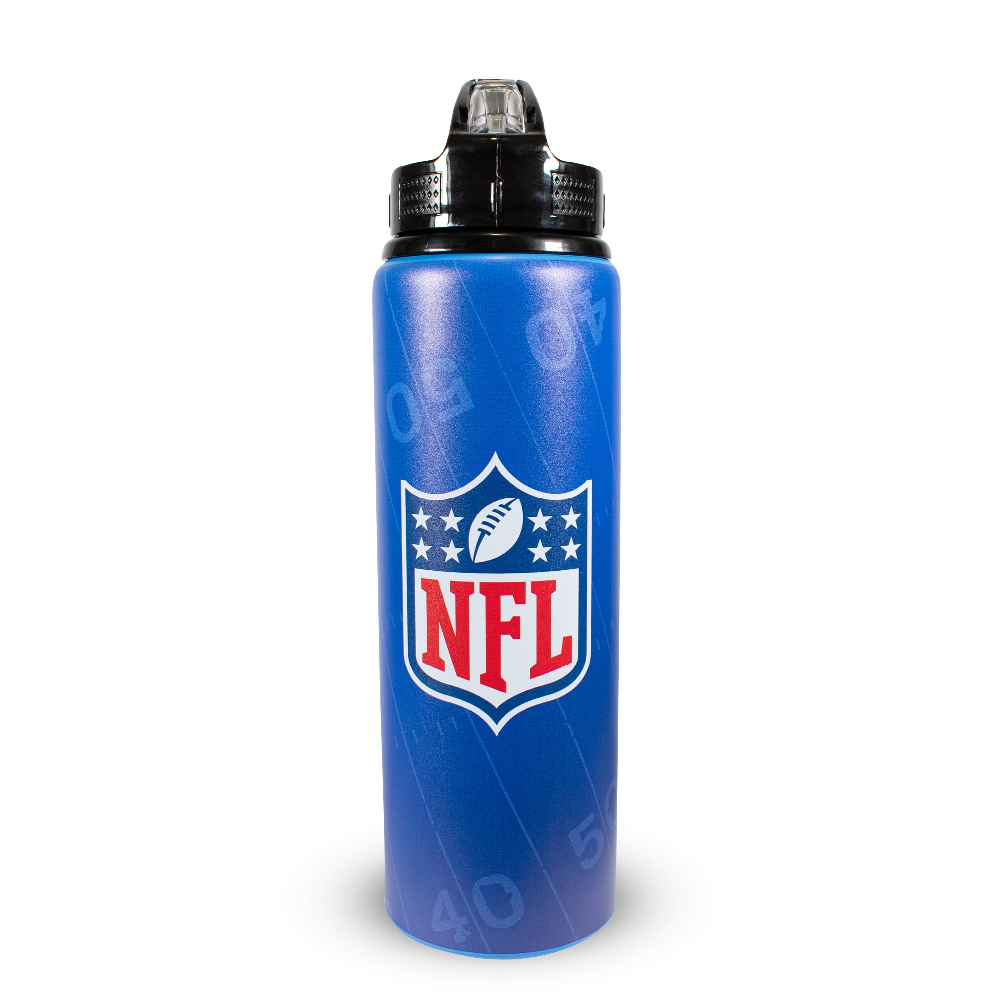 Hy-Pro Officially Licensed NFL 750ml Aluminium Water Bottle – American Football Water Bottle for Boys, Official Logo Design – Ideal NFL Gifts, School & Gym, Fade Design, Blue