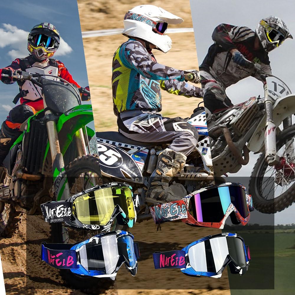 2 Pairs Dirt Bike Goggles Motorcycle Motocross Riding Racing ATV Goggles for Men Women Power Sport Ski