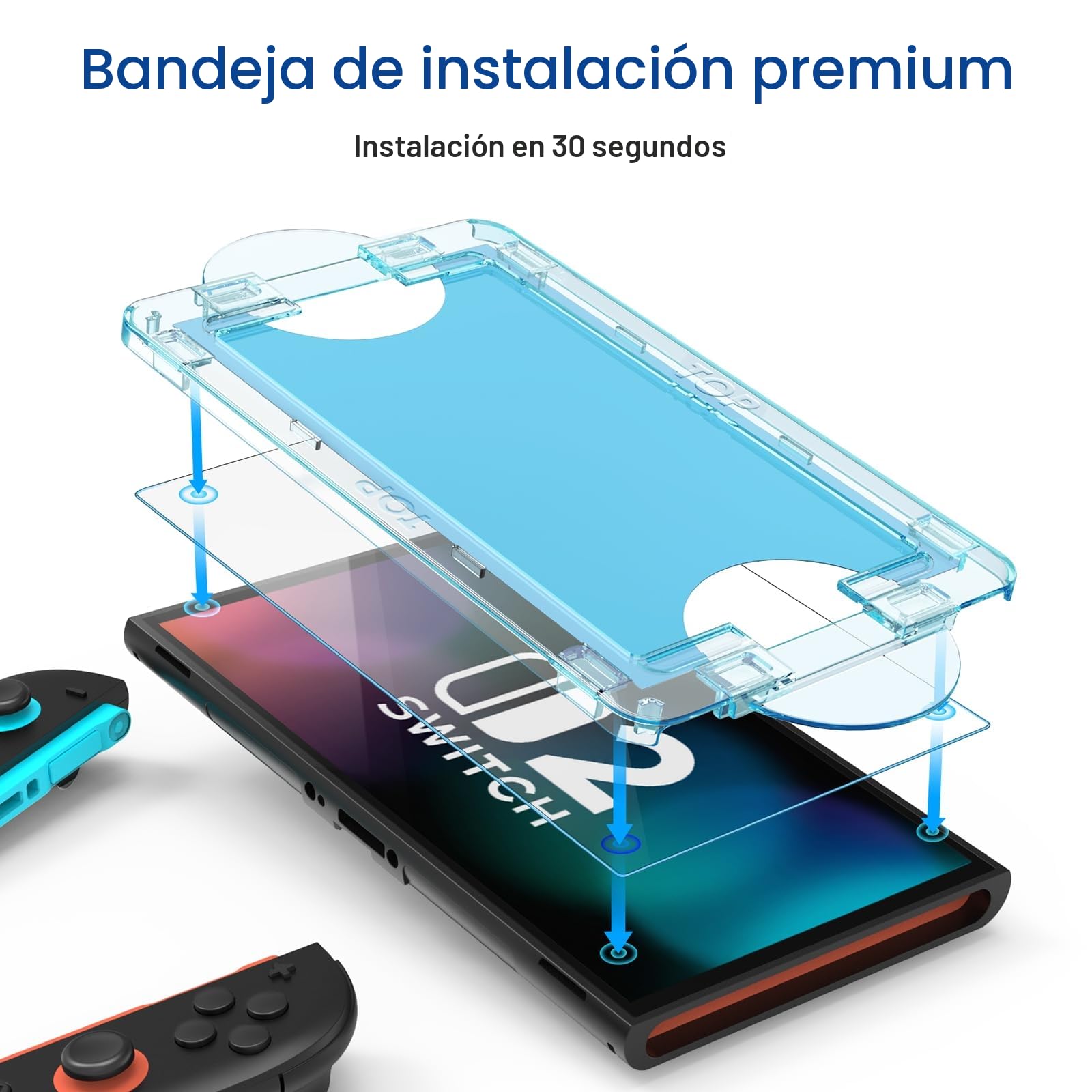 amFilm OneTouch Protector de Pantalla de Vidrio Templado para Nintendo Switch 2 Modelo 2025 - Con Kit de Alineación Automática, Sin Burbujas [2 Piezas]