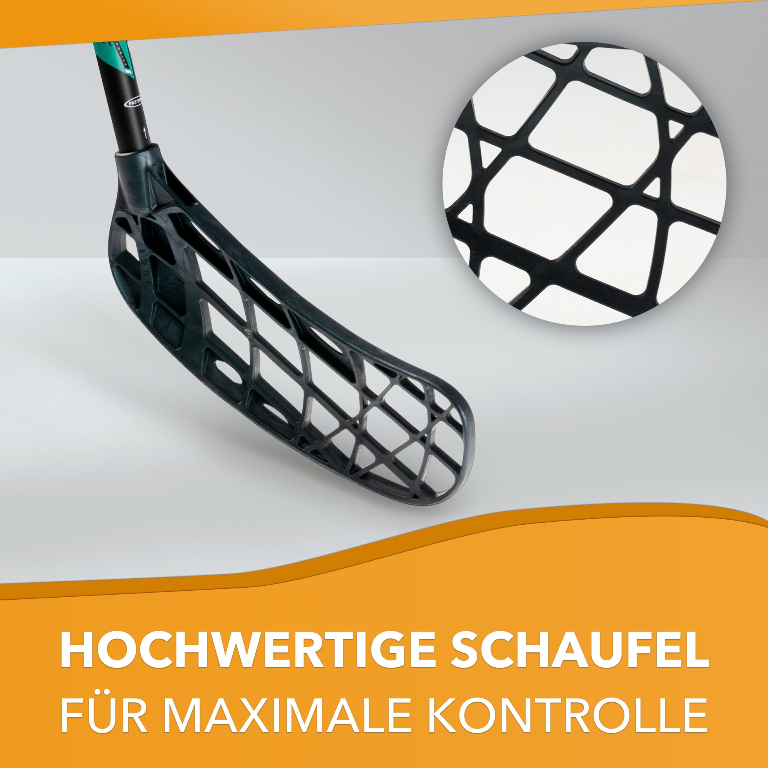 FAT PIPE Floorball Schläger Unihockey Stock Zack 33 Bone - Coral Green - IFF Zertifiziert, mit Bone Schaufel/Kelle