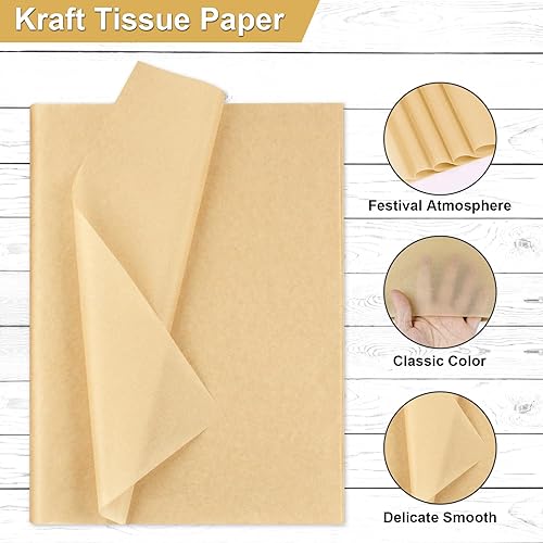 Miniatura 2 de AORZIT Papel de seda kraft a granel, 80 hojas de papel de seda marrón para envolver regalos, 14 x 20 pulgadas, papel de seda kraft para bolsa de