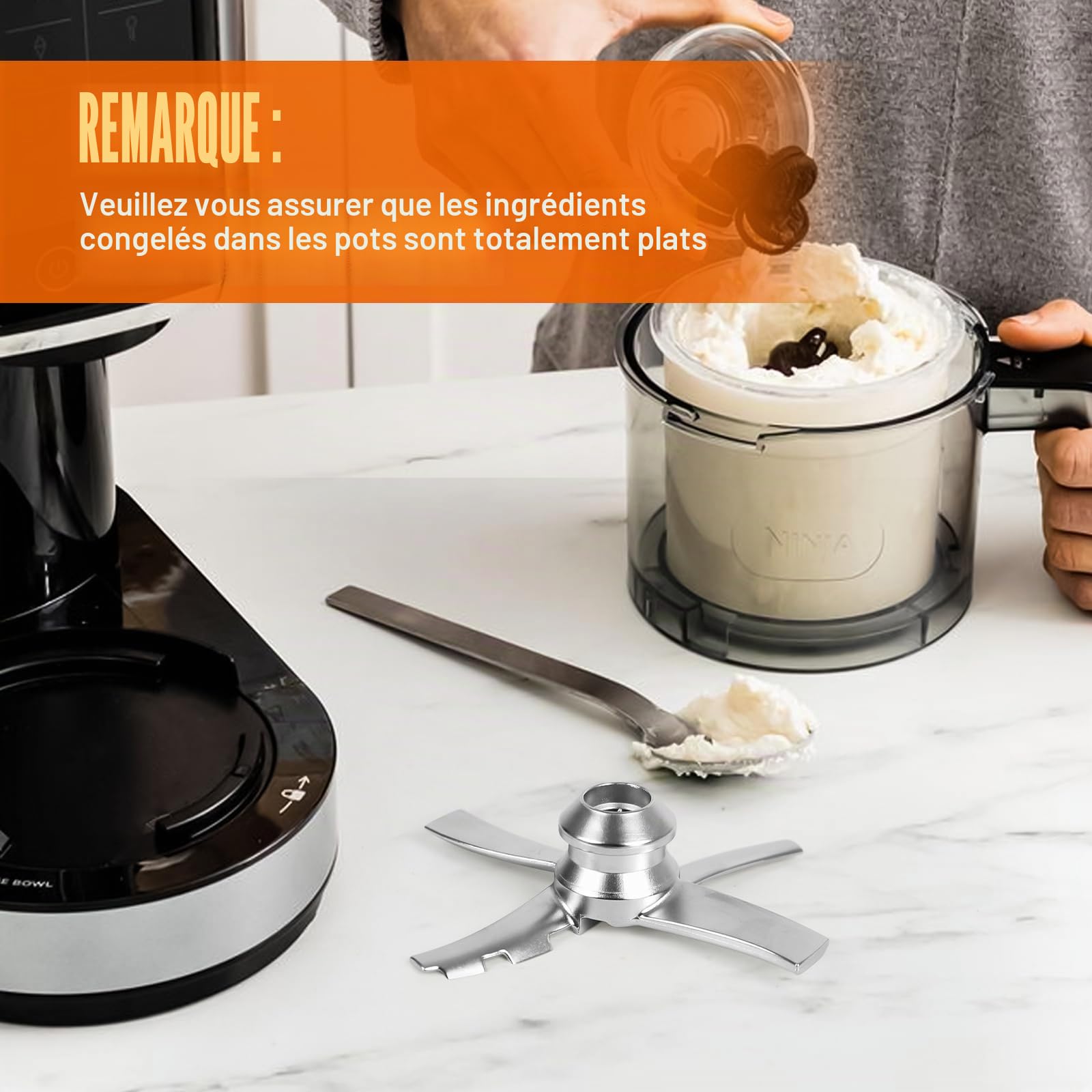 Lame de rechange compatible avec les machines à crème glacée Nin-ja Creami NC300, pièces de rechange pour Nin-ja Ice Creami Accessoires CN301CO, CN301CCO, CN305A