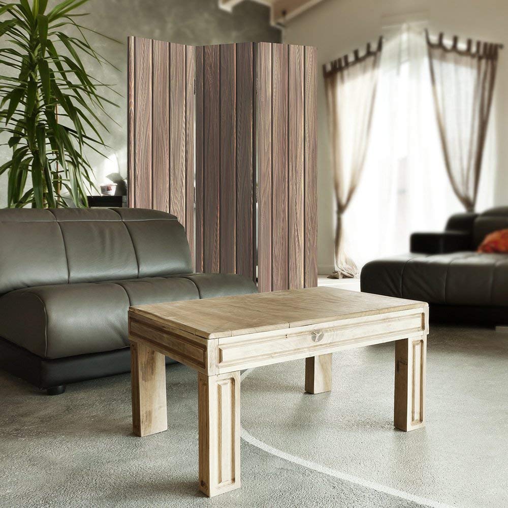 Feeby Paravent Planches 110x150 cm Une Seule Côté Cloison de séparation Écran Pliant Foto Paravent Interieur Décoratif Mur Espagnol Impression sur Toile Chambre d'enfant Salon Bureau Marron