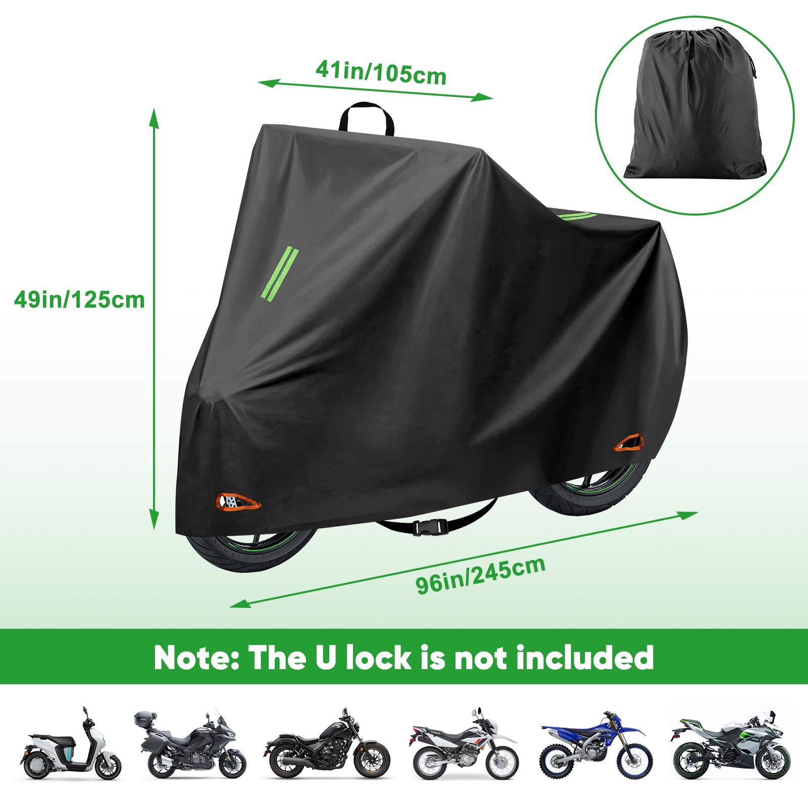 Moto Housse, Bache Moto Exterieur Pour Longueur 1.7-1.9m