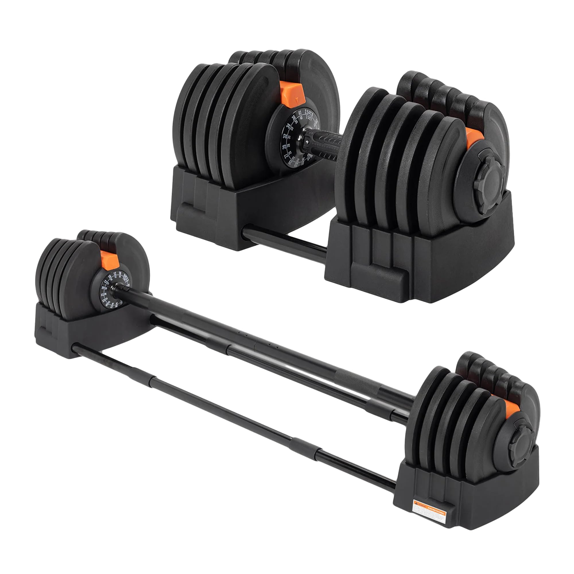 TREXO Set di manubri corti e bilancieri regolabili 2 in 1, da 2 kg a 41 kg, ideale per allenamento di forza, fitness e costruzione muscolare, manubri e bilancieri regolabili, set in ferro con