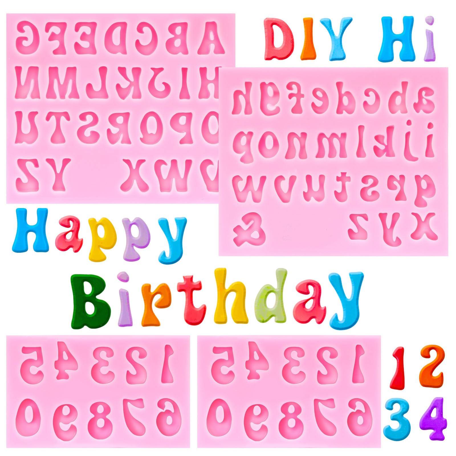 Photo 1 of KINYFY Letter and Number Silicone Molds (4 Pcs)