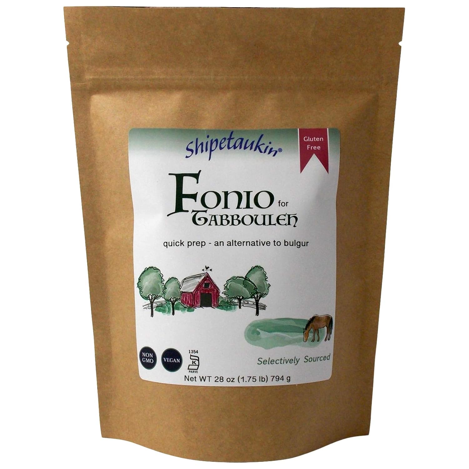 Shipetaukin Fonio for Tabbouleh - Gluten Free - Vegan - Non GMO - Fonio African Supergrain - Substitute for Bulgur (28 Ounces)