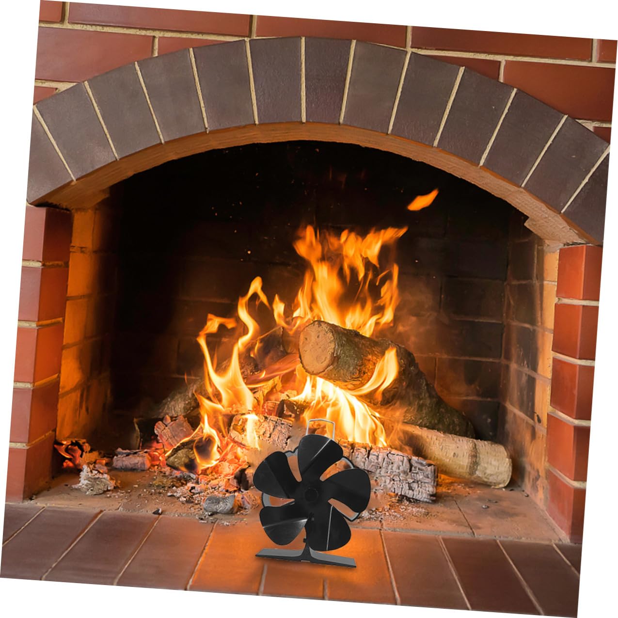 balacoo Kleiner Kaminventilator Leiser Wärmebetriebener Kaminventilator aus Aluminiumlegierung ohne Strom Portabler Schwarzer Lüfter für Effiziente Warmluftverteilung im Zuhause