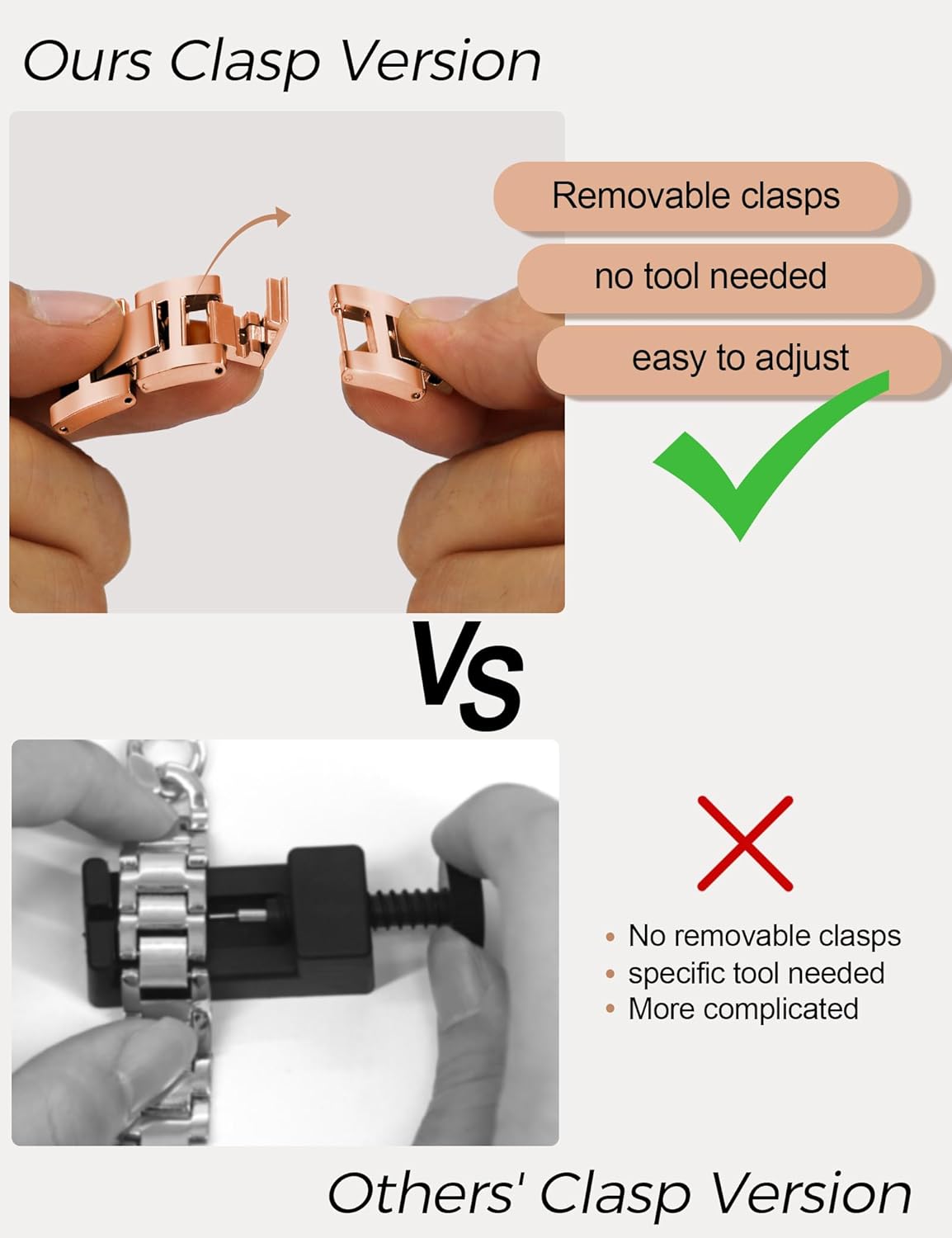 JR.DM Rose Gold Watch Bands for Women Compatible with Apple Watch Band 38mm 40mm 41mm 42mm (S10) Adjustment Metal Band Cowboy Steel Chain Bracelet for iWatch Series 9/8/7/6/5/4/3/2/1/SE/Ultra (No Case)