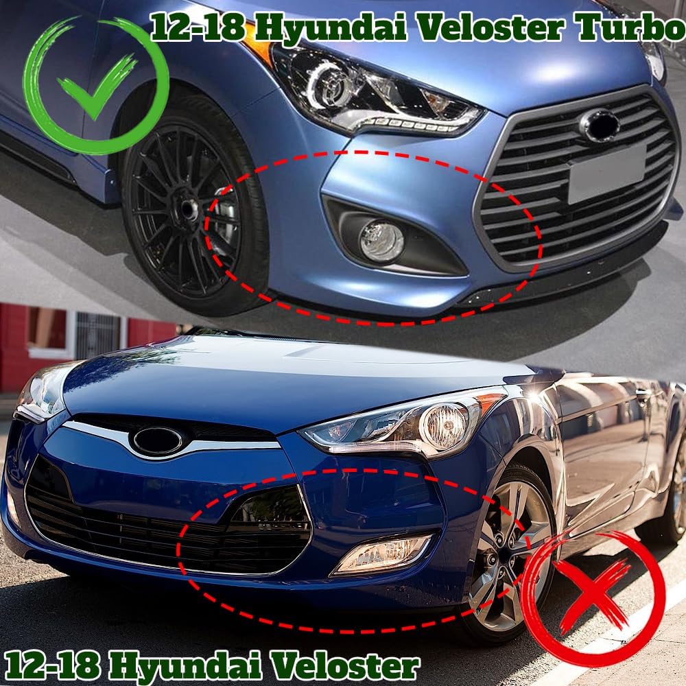 3PCS Front Bumper Lip Kit fit for Compatible with 2013-2017 Hyundai Veloster Turbo, STP-Style Splitter Trim Protection Spoiler, Air-Dam-Chin-Diffuser (Painted White)