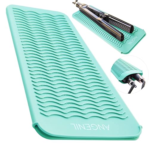 ANGENIL Alfombrilla de silicona para rizador, resistente al calor para viajes, plancha plana de doble voltaje, alisadora de pelo, varita giratoria