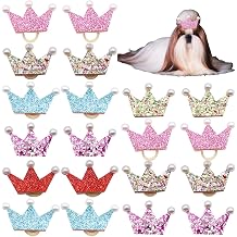 FZBNSRKO 20Pcs Dog Hair Crown Bows with Rubber Band Pet Flower Crown Rubber Band Flower Puppy Dog Bow Accessories Random Color