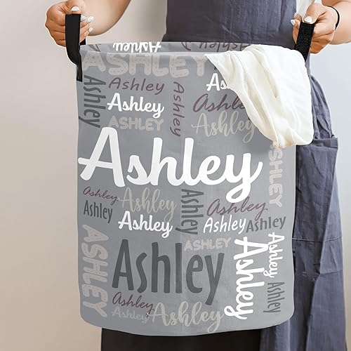 Miniatura 7 de Cesta de lavandería personalizada para bebé, cesta de guardería personalizada con nombres para niña, organizador de almacenamiento plegable con asas