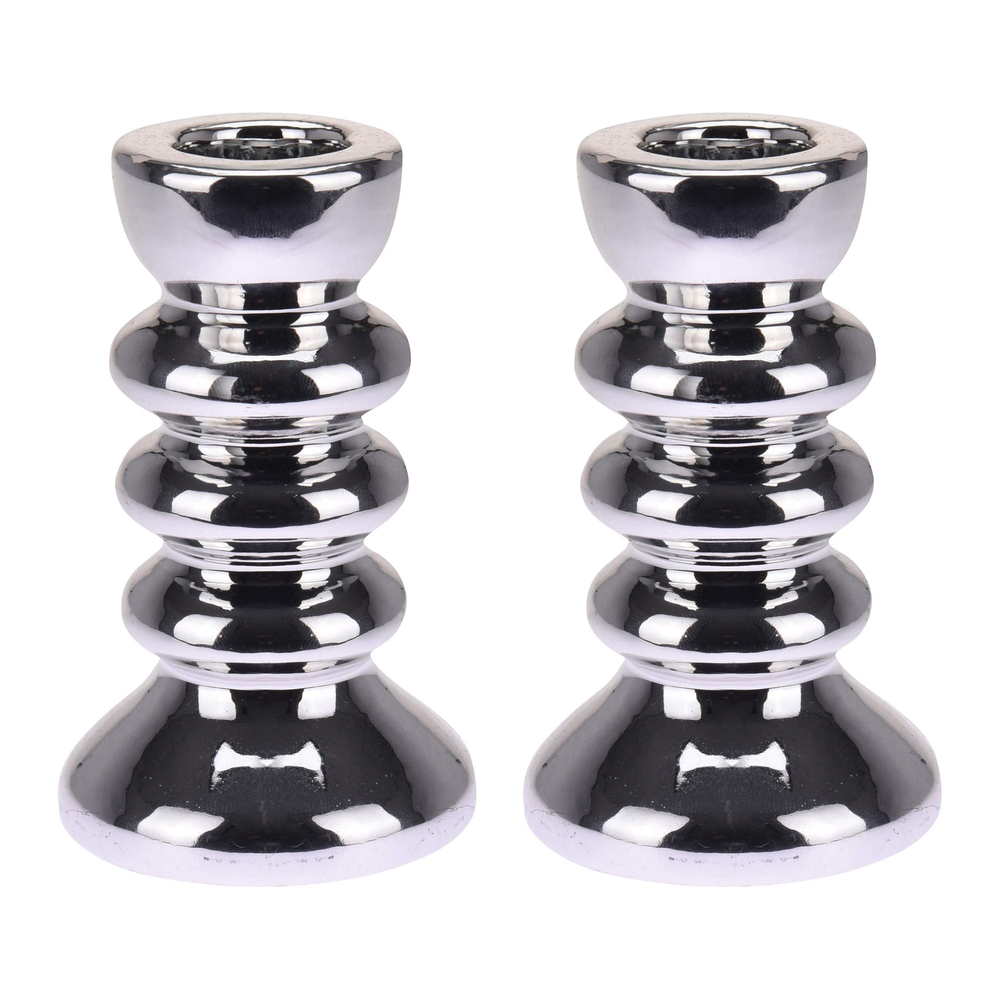 Urbnliving 10Cm Silver 10Cm 17Cm Gold Silver Wedding Dinning Decorative Centerpiece Candle Sticks Holder (, 2)