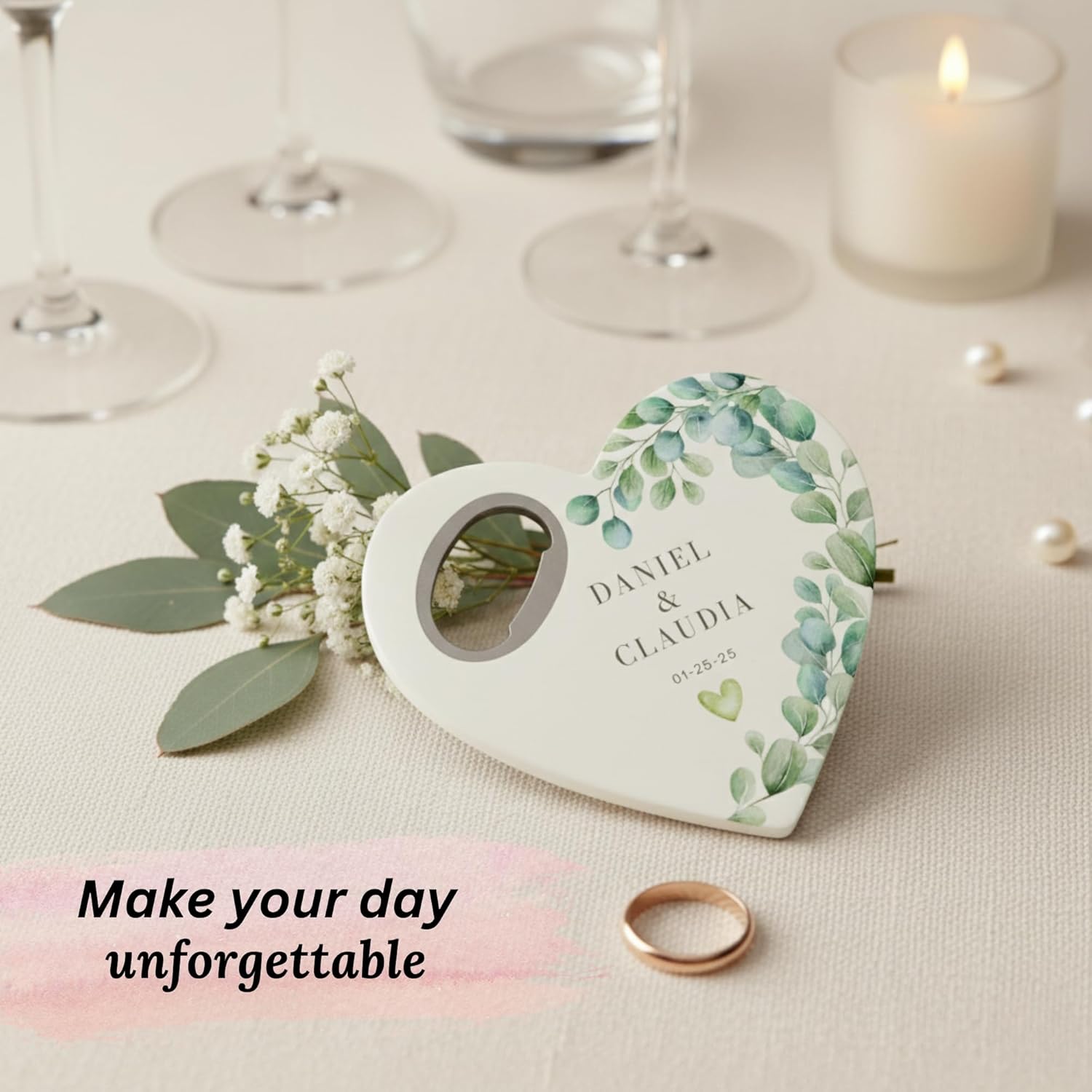 Custom Heart-Shaped Magnet Bottle Opener – Personalized Wedding Favor, Bridal Shower Gift for Guests, Thank You Souvenir (Pack of 30) (Only Bottle Opener) - Image 2