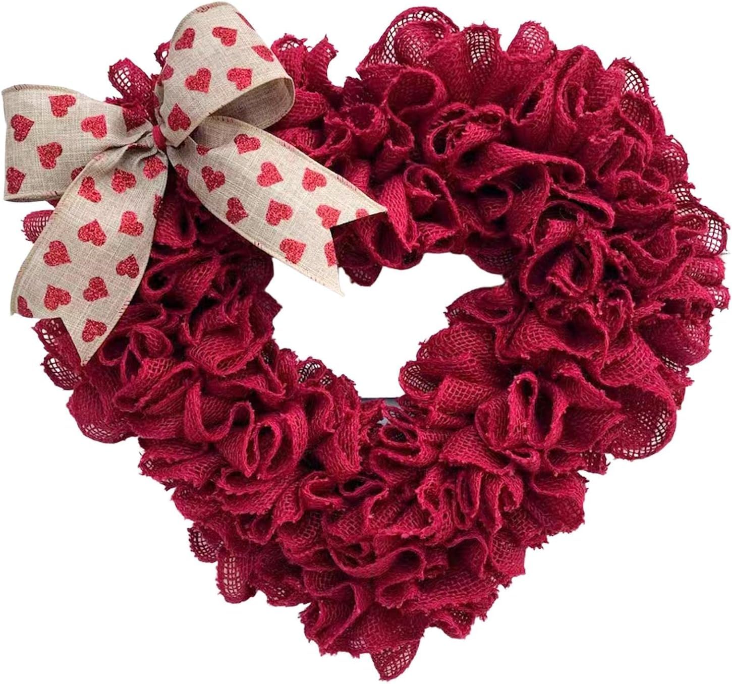 Ghirlanda da appendere alla porta d'ingresso, a forma di cuore, per San Valentino, festa di nozze, decorazione da appendere, 40 cm