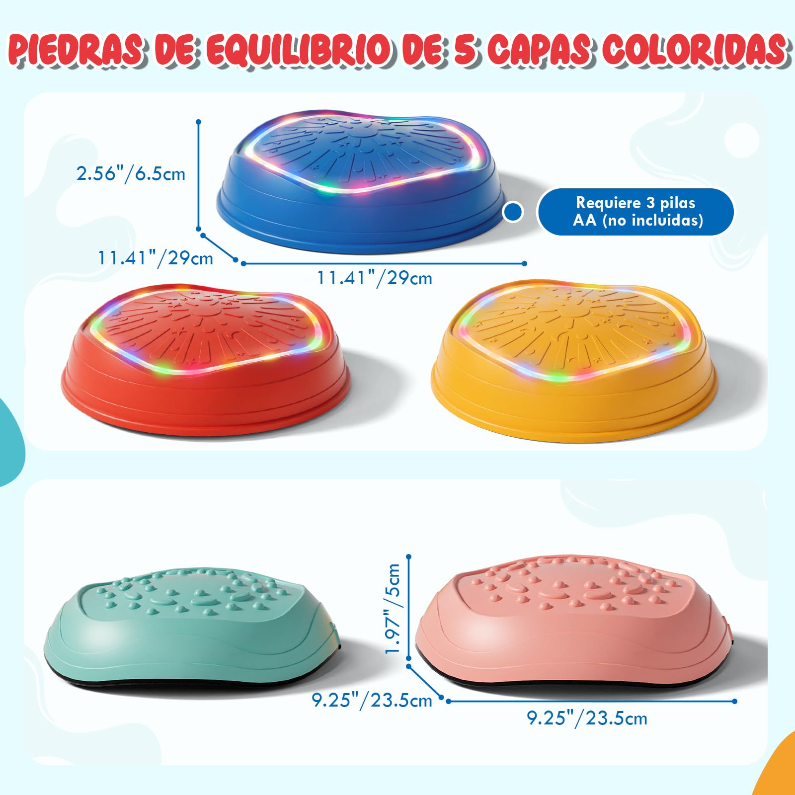 Lehoo Castle Piedras de Equilibrio para Niños, Antideslizante Piedras de Paso para Niños, Juego de Equilibrio Exterior, Desarrollo Sensorial y Coordinación, Curso de Obstáculos