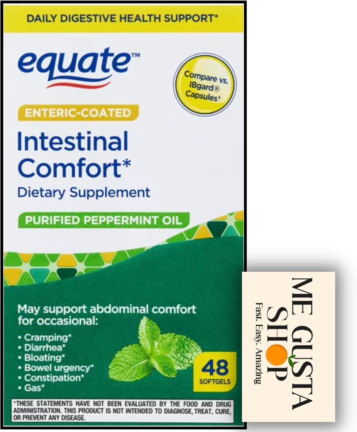 Equate Peppermint Oil Softgels Dietary Supplement, 48 Count + me Gusta Sticker