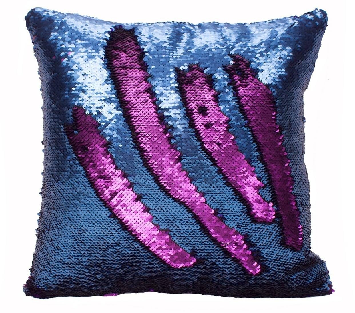 MOCOFO Sequins Mermaid Pillow, Matte Purple Blue Reversible Glitter Pillow Cover Magic Fish Pillowcase Parkly Fun Flip Throw Pillow Cover Couch Color Changing Decor Cushion Covers for Sofa16X16