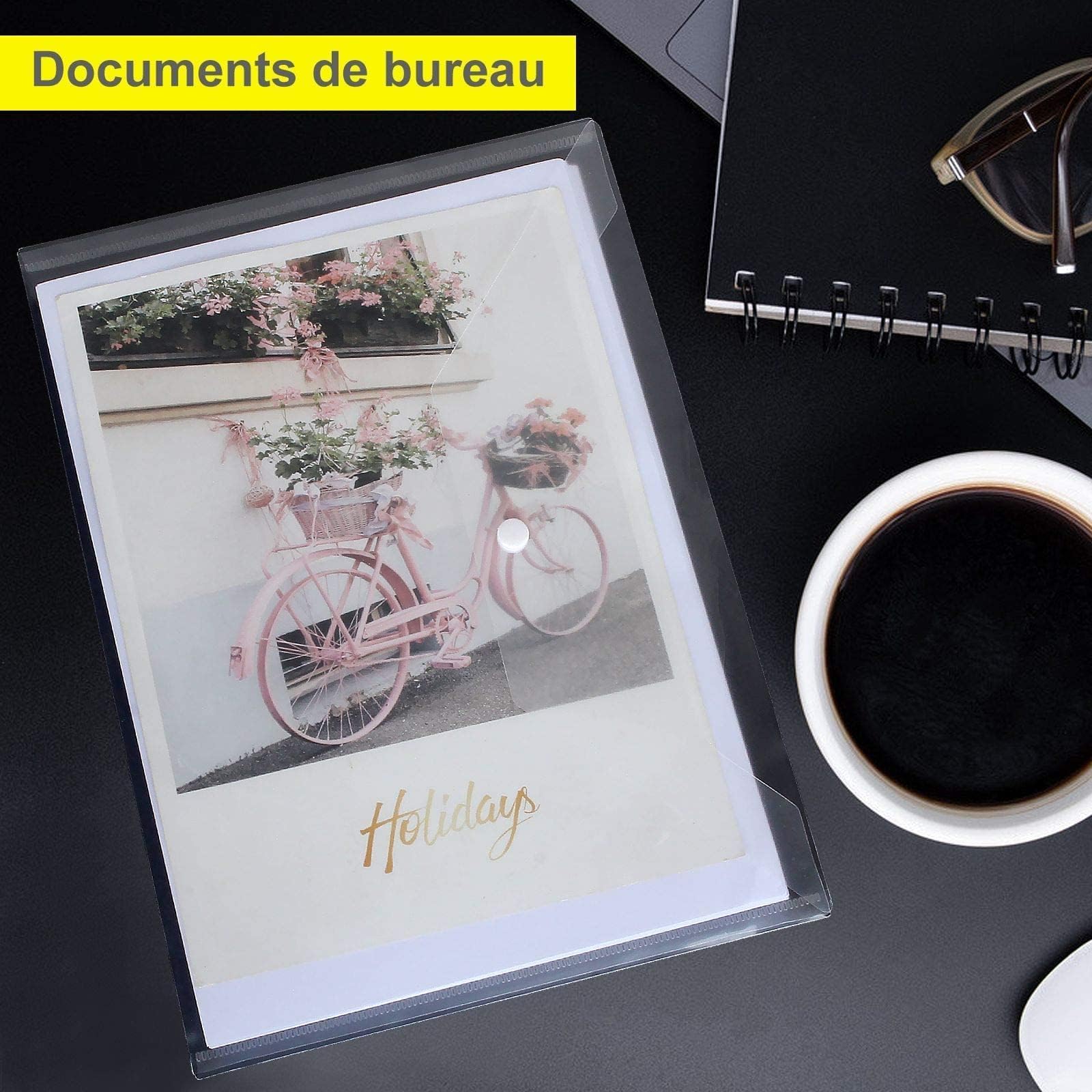 ASelected 40 Stück Dokumentenmappe mit Druckknopf A4 Dokumententasche Transparent Sichttasche Sammelmappe A4 Druckknopf für Organizer Dokumente