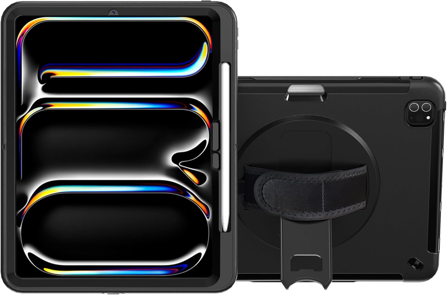 Protective Tablet Case - CTA Protective Case with Build in 360° Rotatable Grip Kickstand for iPad Pro 13-inch (2024) - Black - (PAD-PCGKPRO13)