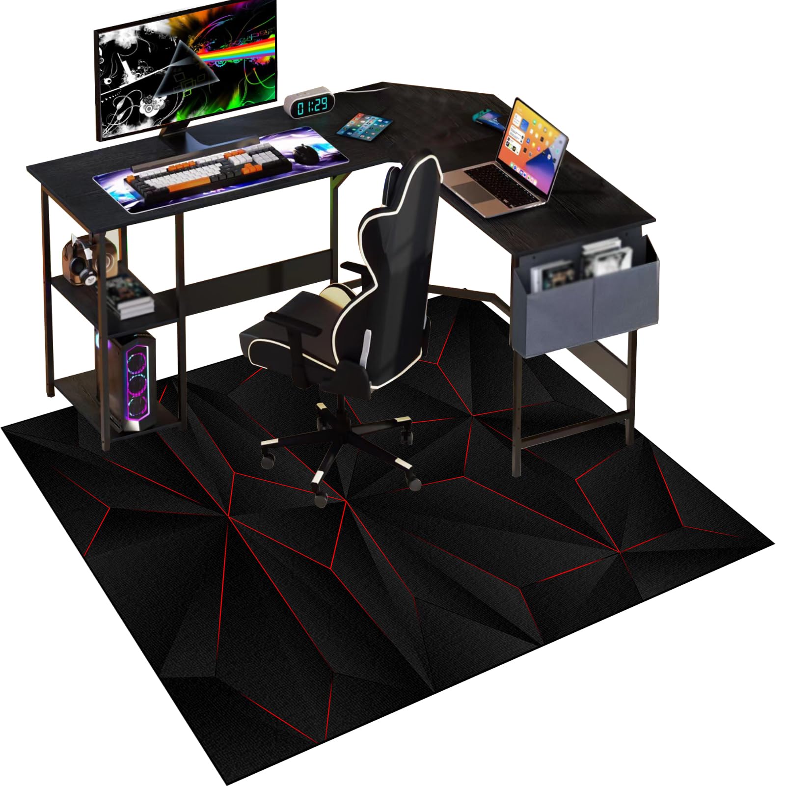 Gaming Chair Mat for Carpet, 140 x 180 cm Office Chair Mat for Carpeted Floor, Floor Protectors for Rolling Chairs, Non slip Floor Protection Mat, Computer Desk Chair Mat for Hard Wood Tile Floors